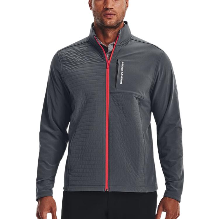 Under Armour Veste Storm Revo Couleur Unie Logo Lettre Imprimé Zippée Col Montant Veste Homme Grise 1373407-012