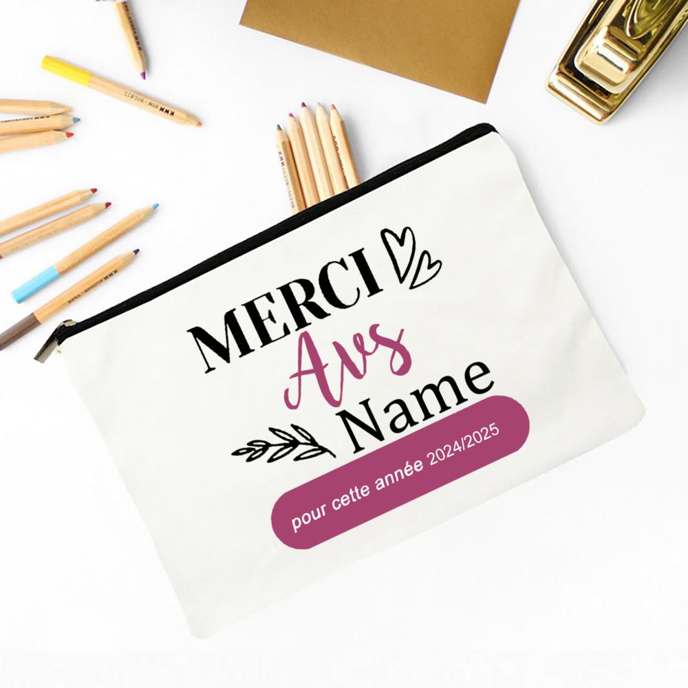 Personalized Makeup Bag Pencil Case Custom Teacher Name Stationery Bags Travel Toiletry Organizer Pouch Thanks Gift for Teacher