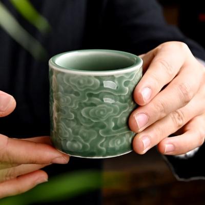 Juego de té de celadón de estilo chino, simple, de jade, maestro Xiangyun, de una sola taza, retro, Yue, horno, taza de té, muestra personal de kung fu, grande