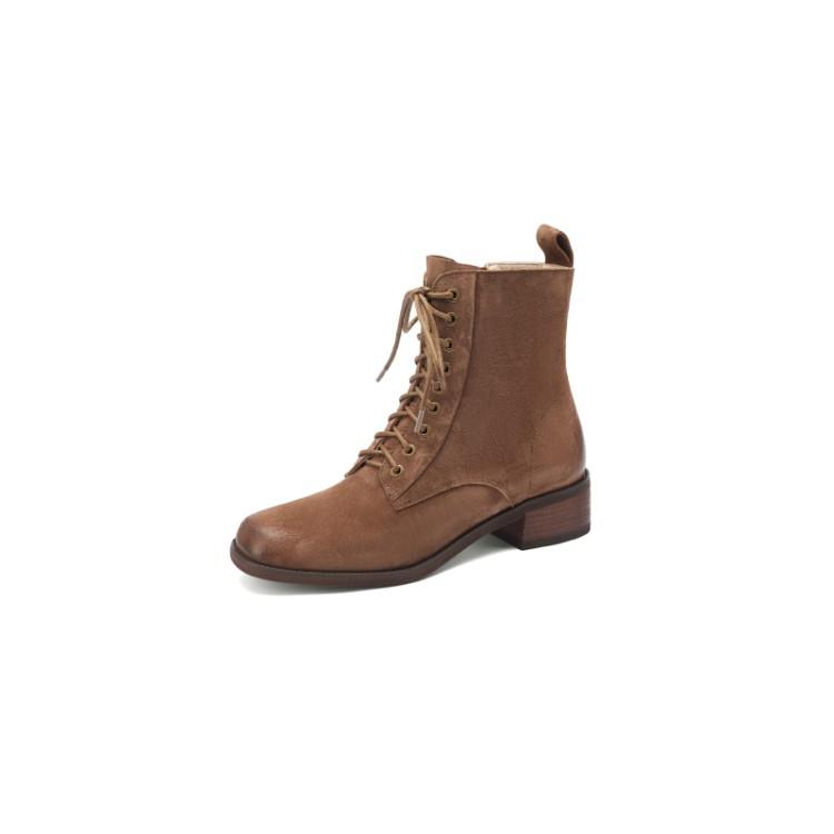 Fashion HOT SALES Fall Shoes Zipper Genuine Leather Boots Women Retro Lace Ankle Boots for Women Plus Size 42 Fashion Winter Boots Women