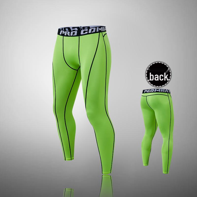 Men's High-Elastic Compression Sports Leggings: Quick-Dry, Long Pants for Running, Basketball & Fitness.