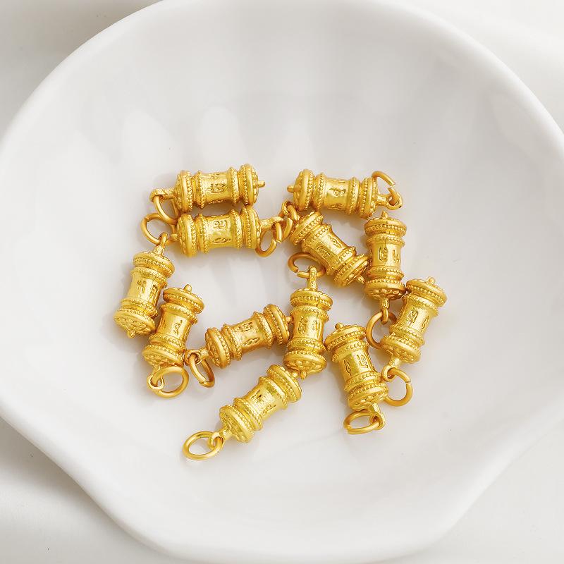 Gold-Plated Six-Character Mantra Vajra Pendant Necklace DIY Jewelry Accessory