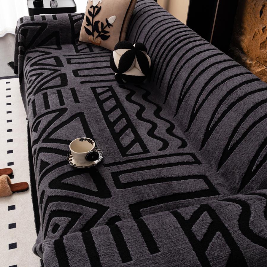 Bohemian Style Sofa Cover Vintage Interlaced Pet-Friendly Anti-Slip Sofa Blanket Protector