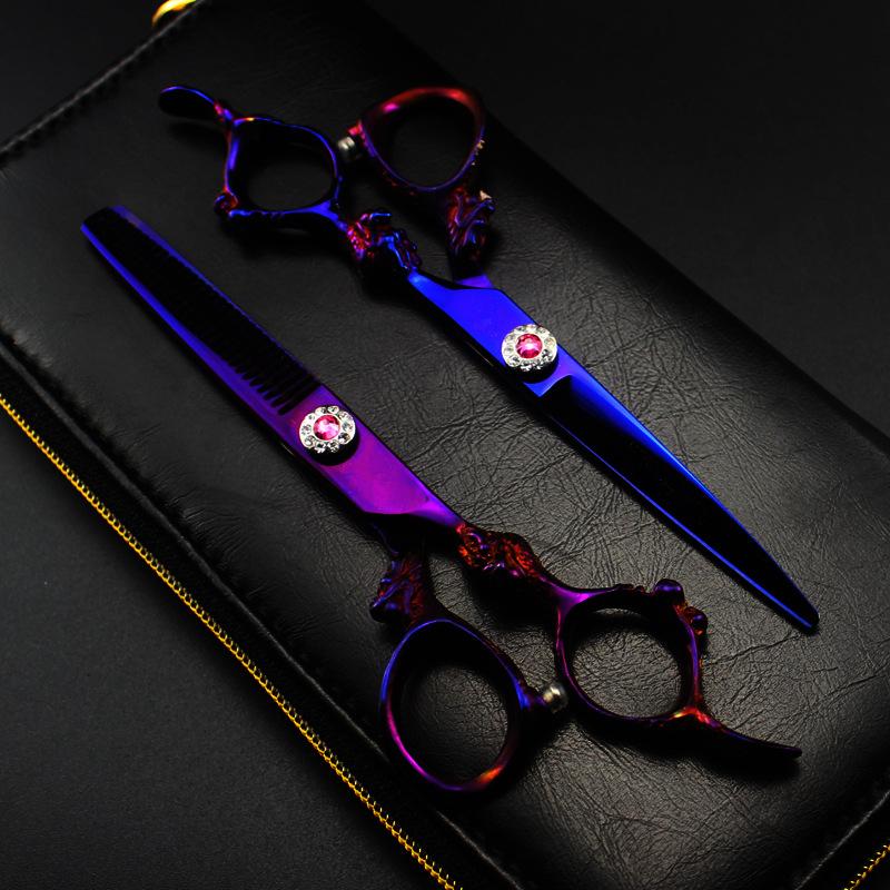 Professional 6 '' Violet Dragon Hair Cutting Scissors Haircut Thinning Barber Haircutting Shears Hairdresser Scissors