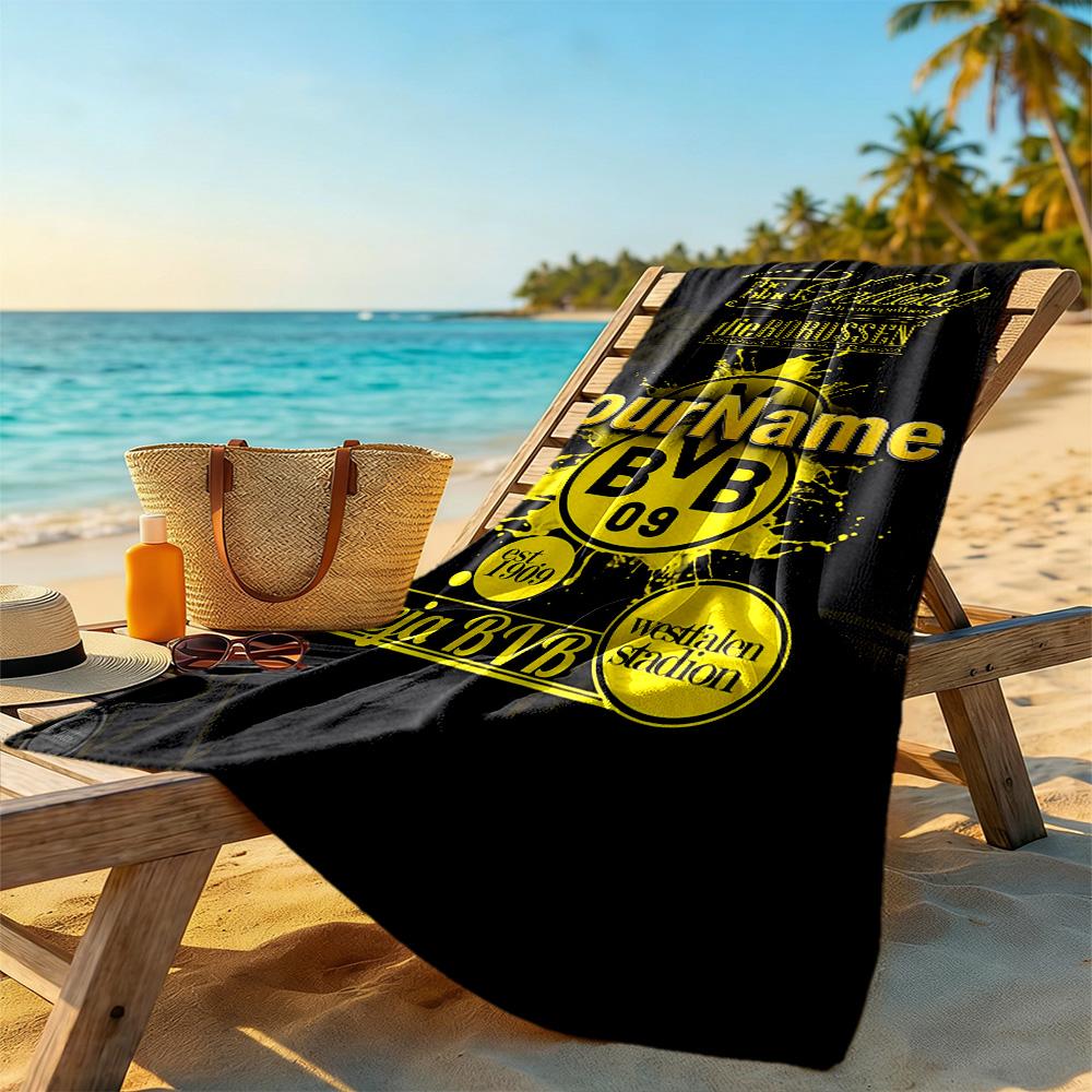 Borussia Dortmund Customizable Name Beach Towel High Absorbency & Quick-Dry
