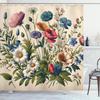 Floral Eucalyptus Shower Curtain, Colorful Blossomy Meadow Wild Flowers Botanical Themed, Cloth Fabric Bathroom Decor
