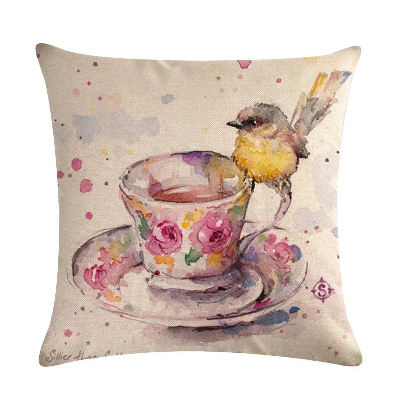 Painted Art Pillowcase Animal Print Linen Pillowcase Chair Sofa Home Decoration Cushion Cover