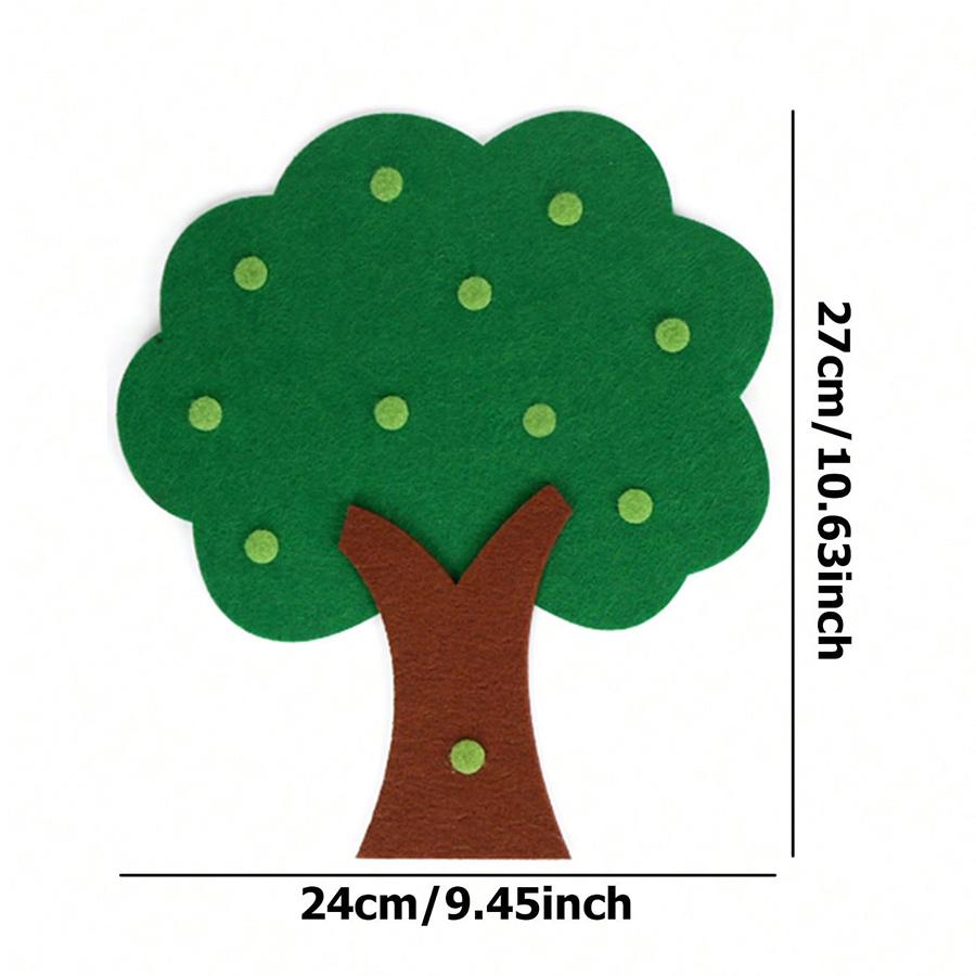 1-10 Number Fruit Tree Cartoon Felt Teaching Aids Free Assemble Color Number Cognitive Tool for School Math Learning School Offi