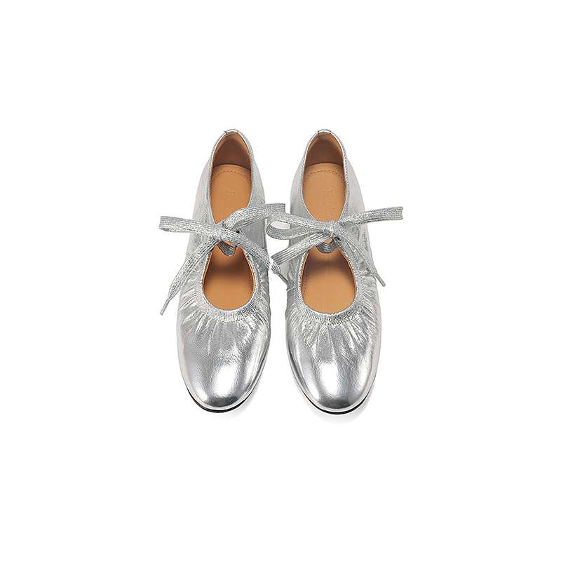 

Krazing Pot Sheep Skin Summer Spring Autumn Low Heels Silver Color Butterfly-knot Mary Janes Shallow Pumps 34 серебряный