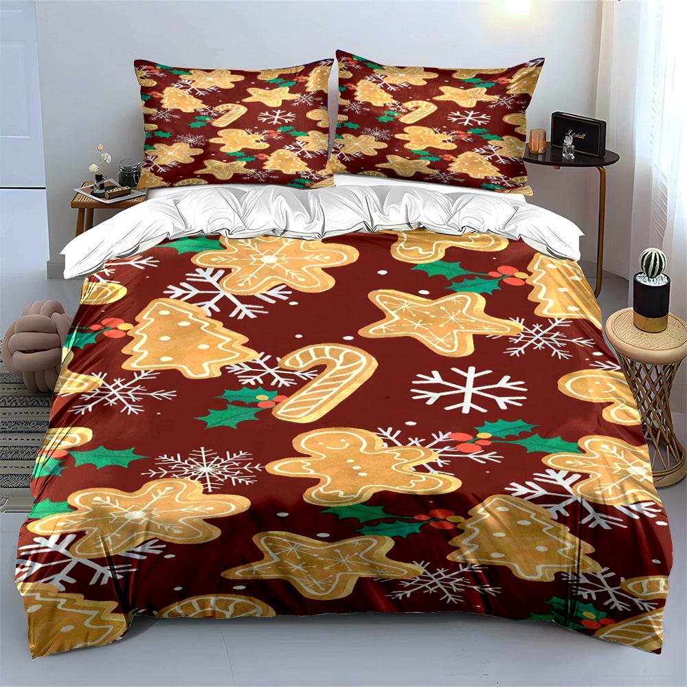 Christmas Cookies Pattern Set Bedding Duvet Cover Set Duvet Cover Pillowcases (1*Duvet Cover 2*Pillowcases, without duvet insert)