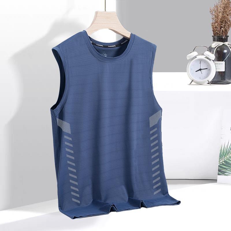 Men's Quick-Dry Ice Silk Sleeveless Sports Tank Top for Summer Fitness and Running
