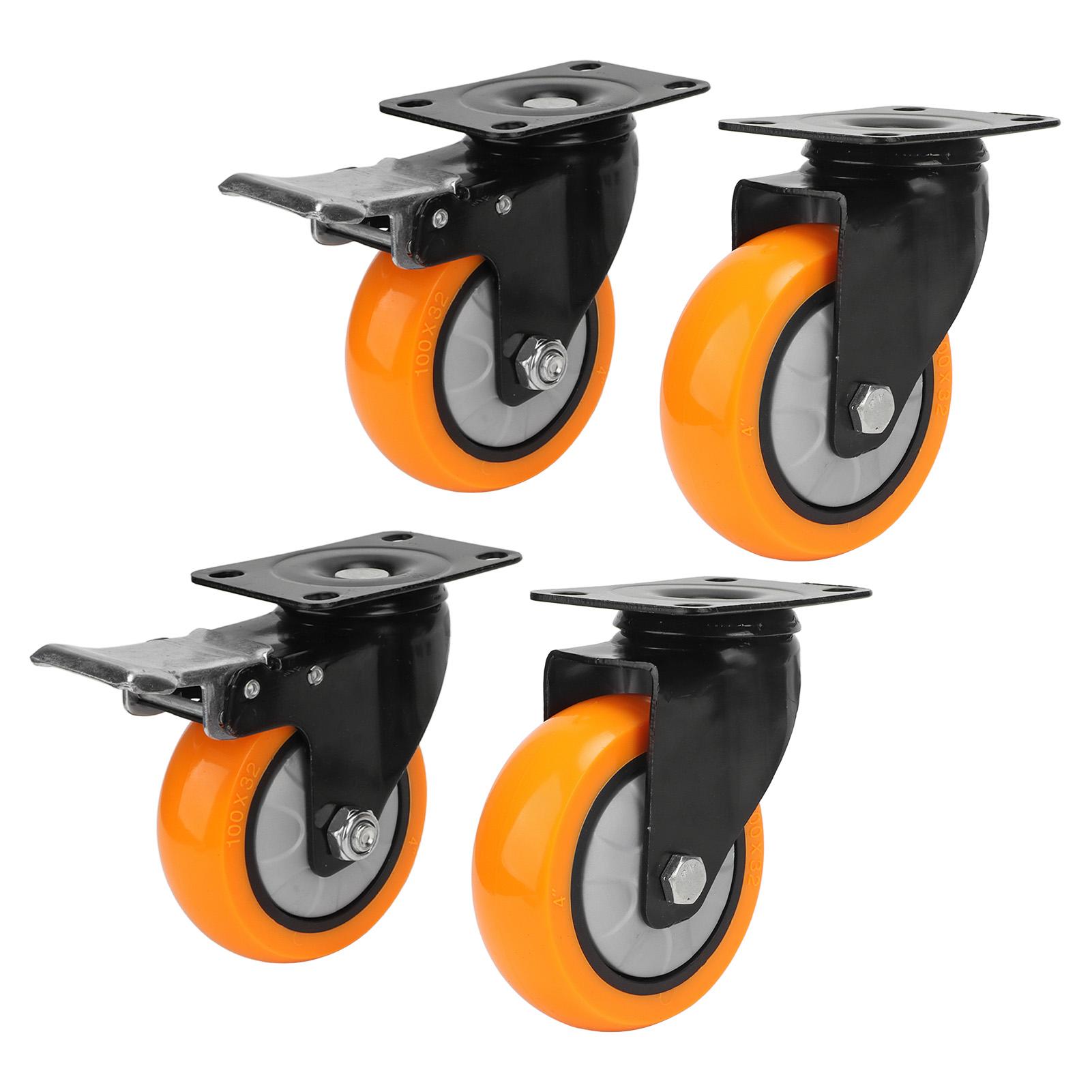 

4Pcs Plate Caster Swivel Wheel Dual Ball Bearing 250lbs 4in Set Kit for Trolley Equipment