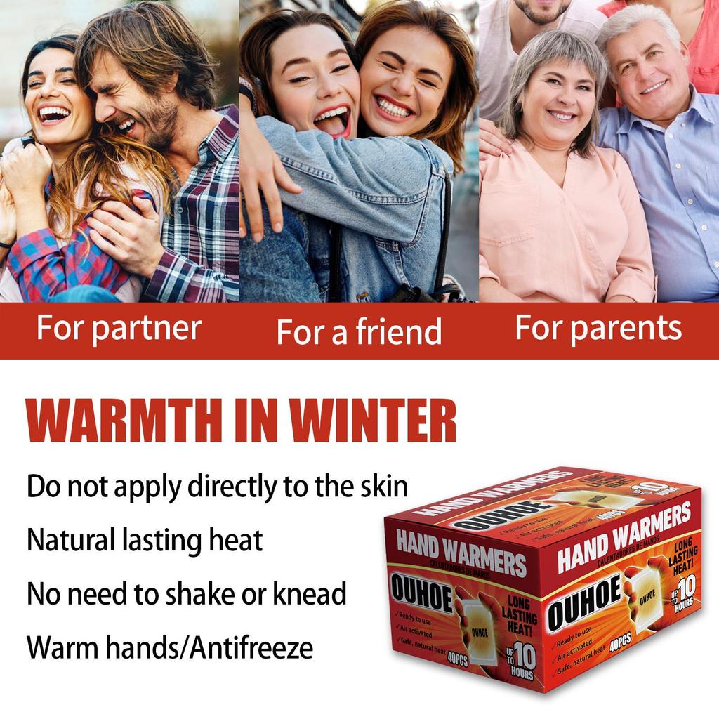 OUHOE Hand Warmer Set Instant Heat Activation Warm Hands & Ward Off Cold Long-Lasting Heat Retention Suitable for Whole Body Use 40pcs