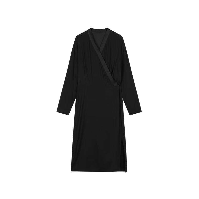 LESS 2024 Autumn Mulberry Silk V-Neck Long Dress 2O8G14720