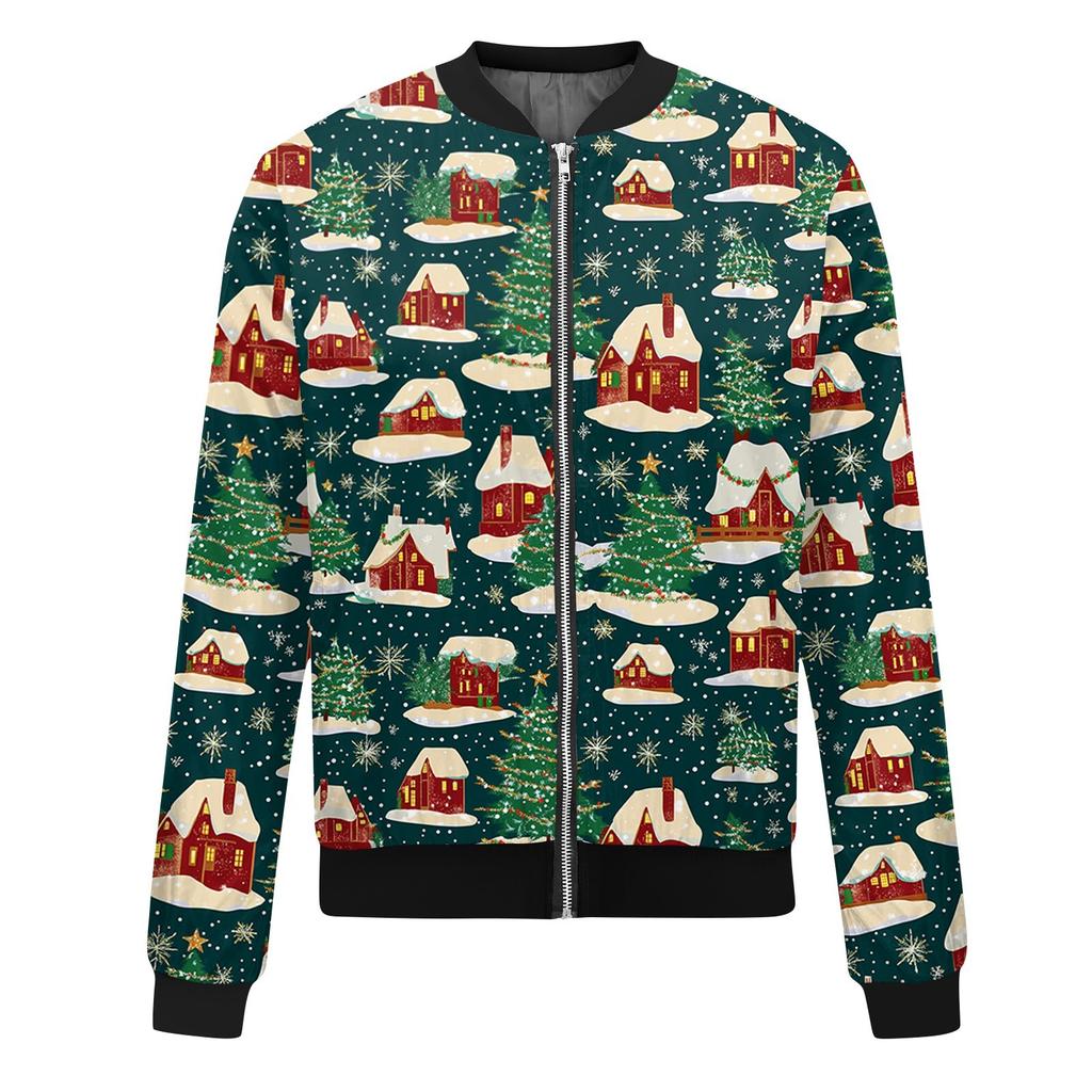 Jacken für Damen, langärmelig, leicht, mit Reißverschluss, bedruckte Oberbekleidung, lässige Steppjacken mit Taschen