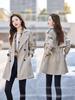 2025 Korean Style Plus Size Mid-Length Trench Coat - Women's Casual, Slimming, Trendy Fashion