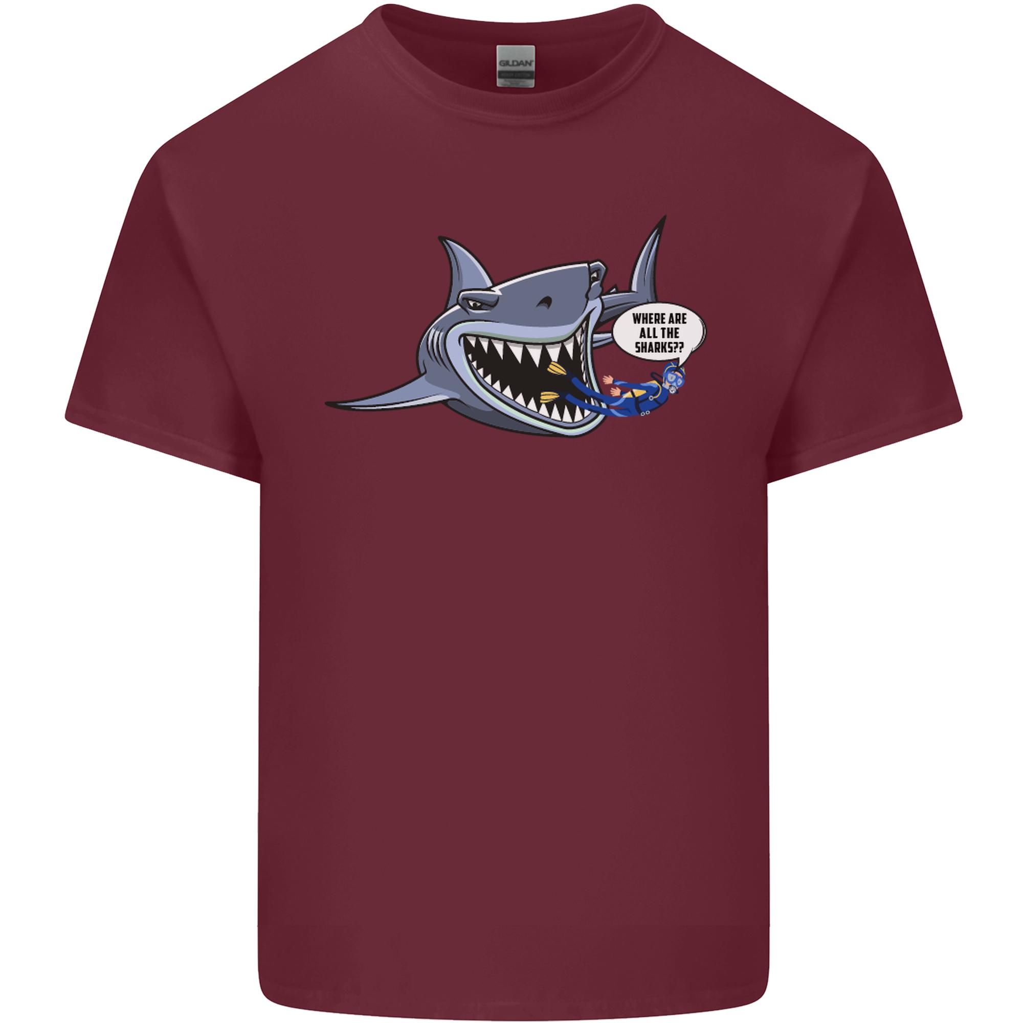 Where Are the Sharks Scuba Diving Diver Unisexs Light Cotton TShirt S