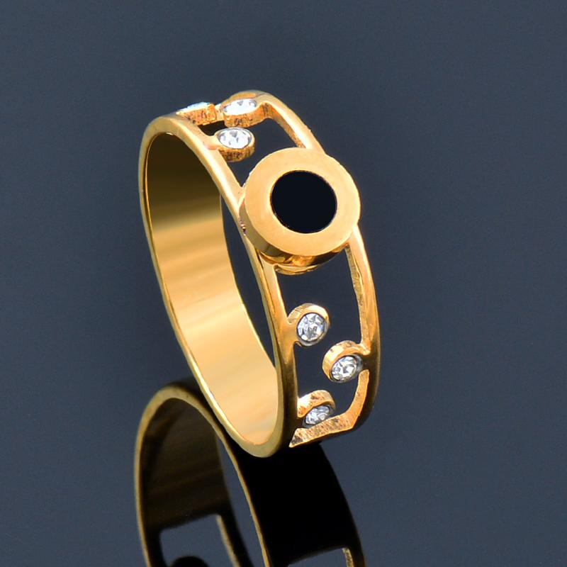 Vintage Gold Color Stainless Steel Rings for Women Moon Round Couple Anillos Jewelry Ring on Finger Gift JZ690 SSK