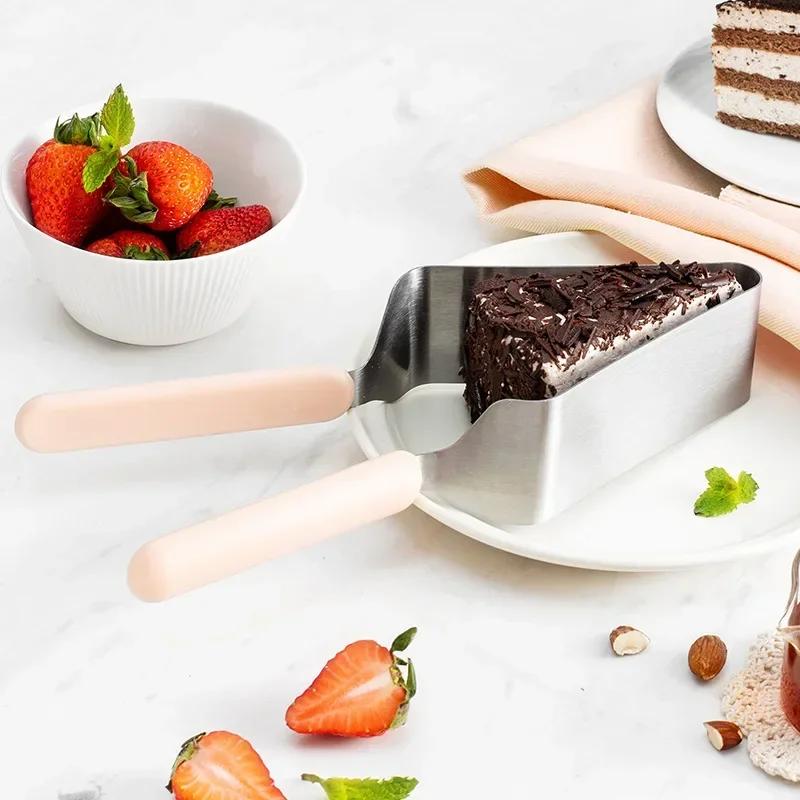 Triangulär Tårtskärare i Rostfritt Stål Konditori Skärare Fudge Dessert Skivning Bearbetning Lätt att Rengöra Födelsedag Köksredskap