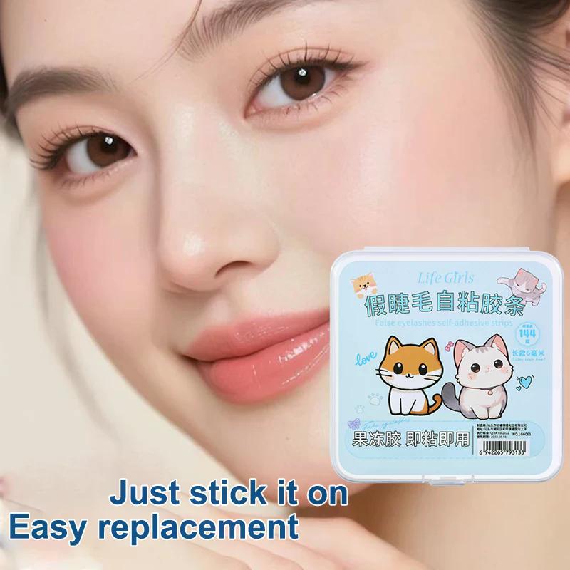 4mm&6mm Short/Long False EyeLashes Glue Strips White Glue-Free Jelly Self-Adhesive Eyelashes Strips False Eyelashes Makeup Tools
