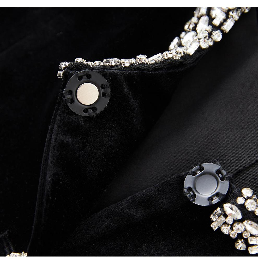 French Chic Beaded Velvet Jacket & Swing Midi Skirt Set