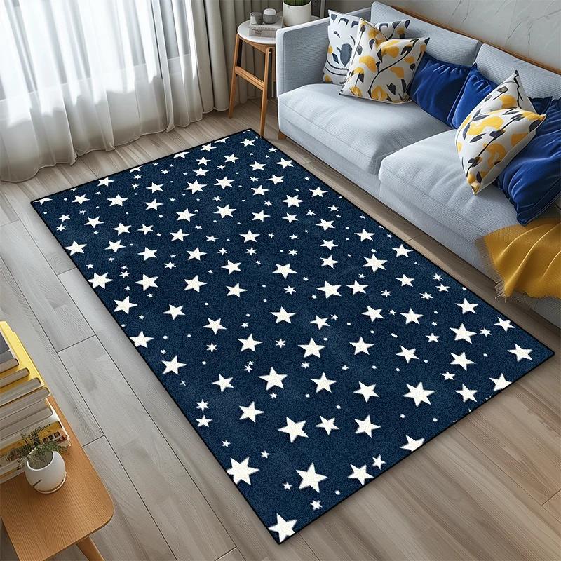 3D Pentagram Geometrischer Teppich Kurzer Samt Rutschfeste Fußmatte für Wohnzimmer Schlafzimmer Kinder Heimdekoration Große Teppiche