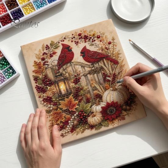 Fall Home Decor Crafts Autumn Faux Pearl Painting Kit, DIY Pumpkin Turkey Art for Adults Sunflower 3D Wall Craft Kit Handmade Set