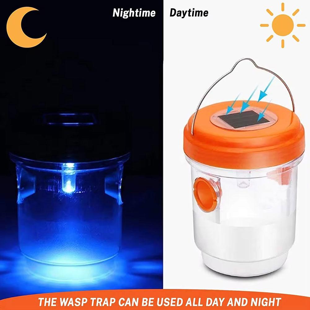 Solar Powered Wasp Trap Yellow Jacket Trap With UV LED Light Hanging Outdoor Reusable Insect Catcher For Hornets Flies