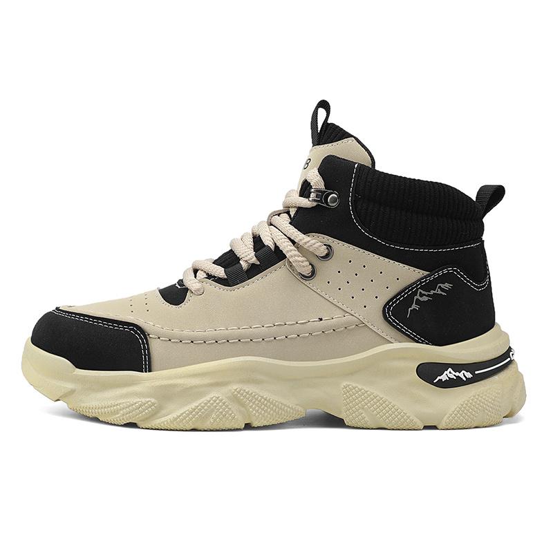 Hot Selling Men's Lace-up Ankle Boots 2025 Autumn High Top Man Platform Boots Comfort Non-Slip Motorcycle Boots Men Work Shoes