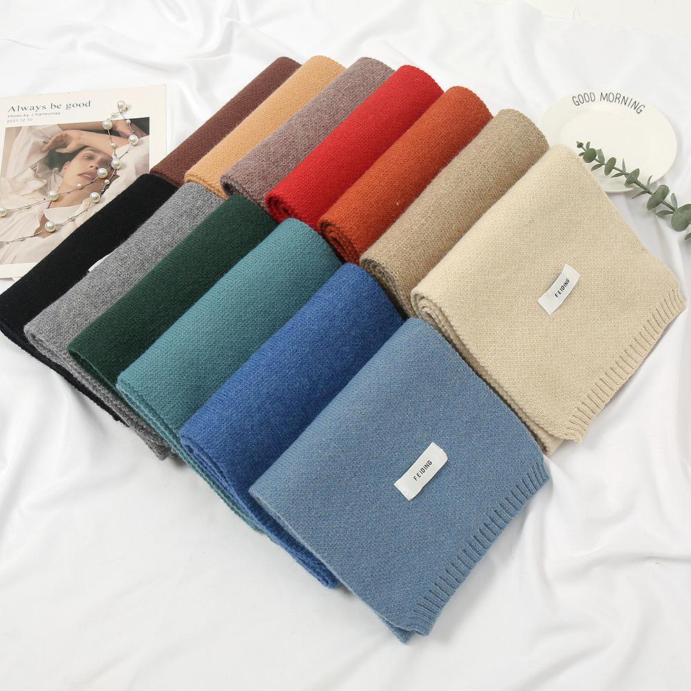 New Korean Style Knitted Scarf For Women Men Girls Students Autumn Winter Solid Thickened Scarves Soft Shawl Female Wrap Shawls