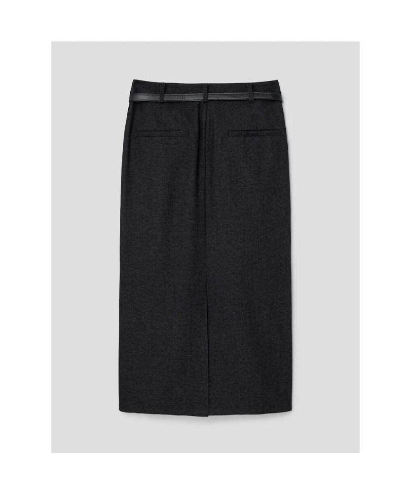 8SECONDS Belted H-Line Long Skirt Ash