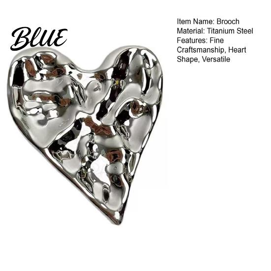 Collar Brooch Irregular Pleated Heart Shape Metal Pin Sweaters Coat