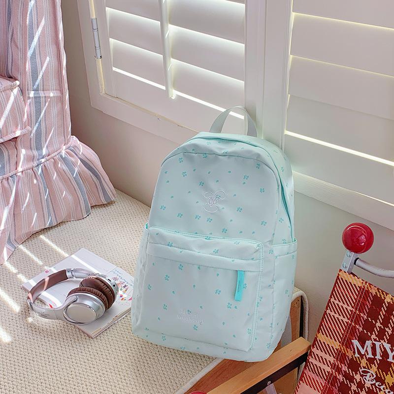 School bag fresh print shoulder junior high school bow girl Harajuku travel back