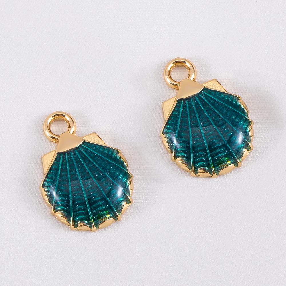 10pcs Cute Green Purple Pink Enamel Ocean Crab Conch Fishtail Heart Charms Alloy Pendants DIY Necklace Bracelet Jewelry Findings