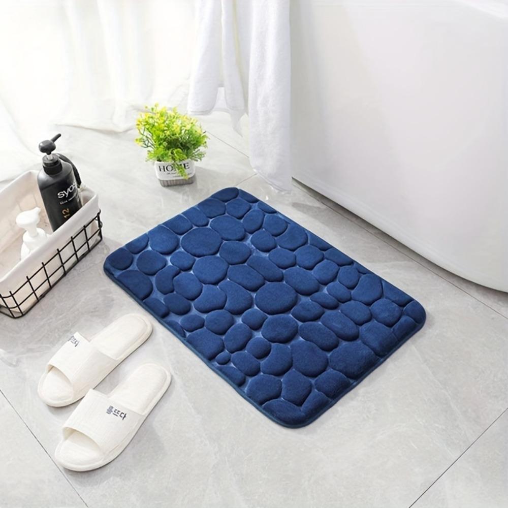 Rutschfeste Badematte mit PVC-Rücken - Maschinenwaschbar, Flache Polyester-Badematte, Niedriger Flor, Gewebter Stoff Rechteckiger Badezimmerteppich, Hochsaugfähig