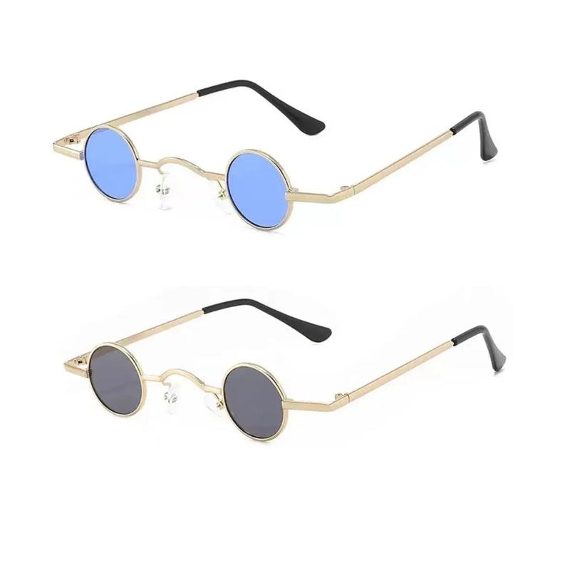 Small Round Glasses For Women Men Ultra Mini Metal Frame Anti-Reflective Hip Hop Punk Sun Glasses Men'S Glasses Fashion Sunglass