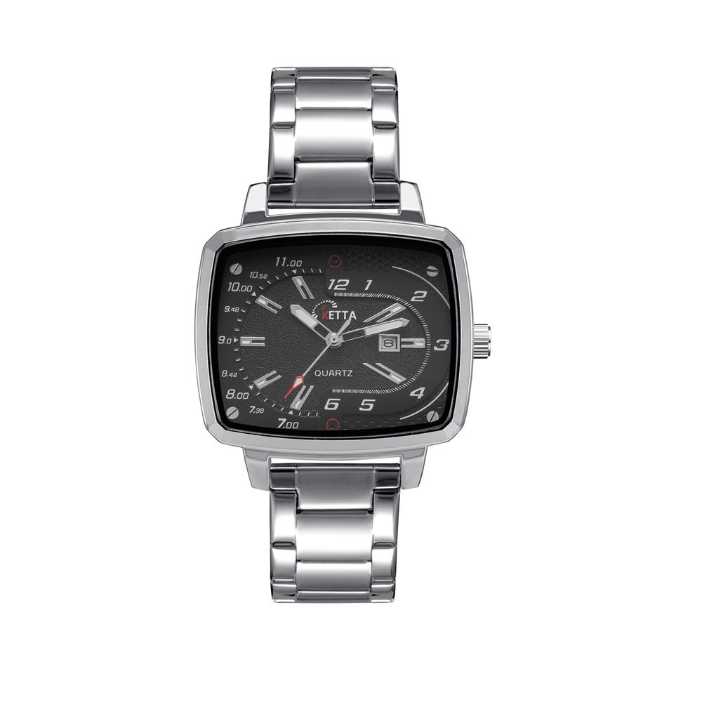 

KETTA Новые деловые часы для отдыха для мужчин Ночная подсветка Функция календаря Квадратный циферблат Водонепроницаемые мужские кварцевые часы reloj hombre