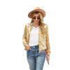Lady Bomber Gradient Color Sequins Baseball Coat Ong Sleeve Short Coats Elegant Solid Female Tops Female Ladies Office Wear