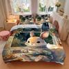 3pcs Anime Bunny Tea Party Bedding Set - Includes One Quilt Cover and Two Pillowcases (No Core) - Perfect for Bedroom and Guest Room Decorat