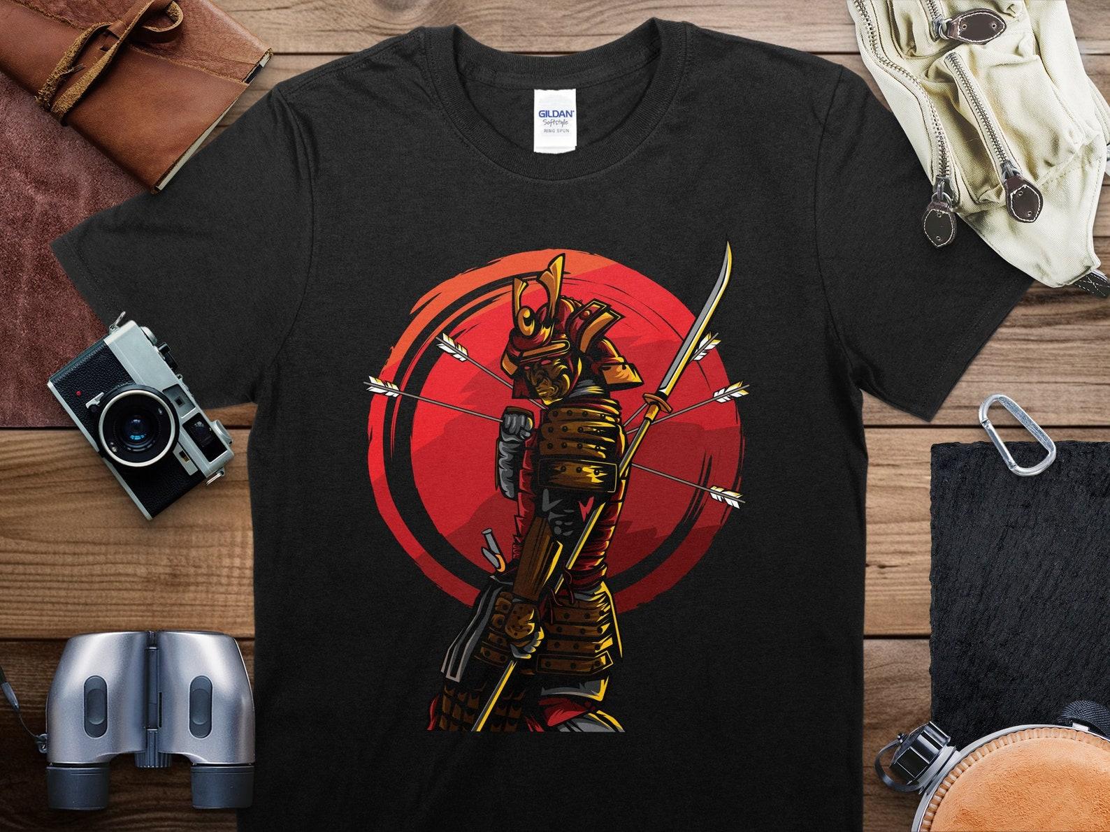 Samurai Warrior Graphic Tee, Japanese Art T-Shirt, Bold Unisex Shirt Design, Vintage Martial Arts Illustration 2XL