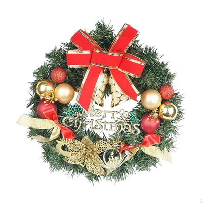 Artificial Wreath for Front Door with Christmas Ball and Sign Window Party