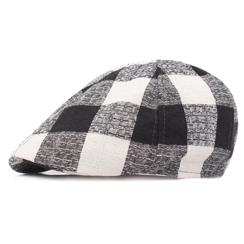 

Мужская кепка-берет из сетчатой ткани с язычком, простая молодежная кепка-нападающий, ретро-шляпа в стиле Англии, женская солнцезащитная шляпа M（56-58cm） чёрный