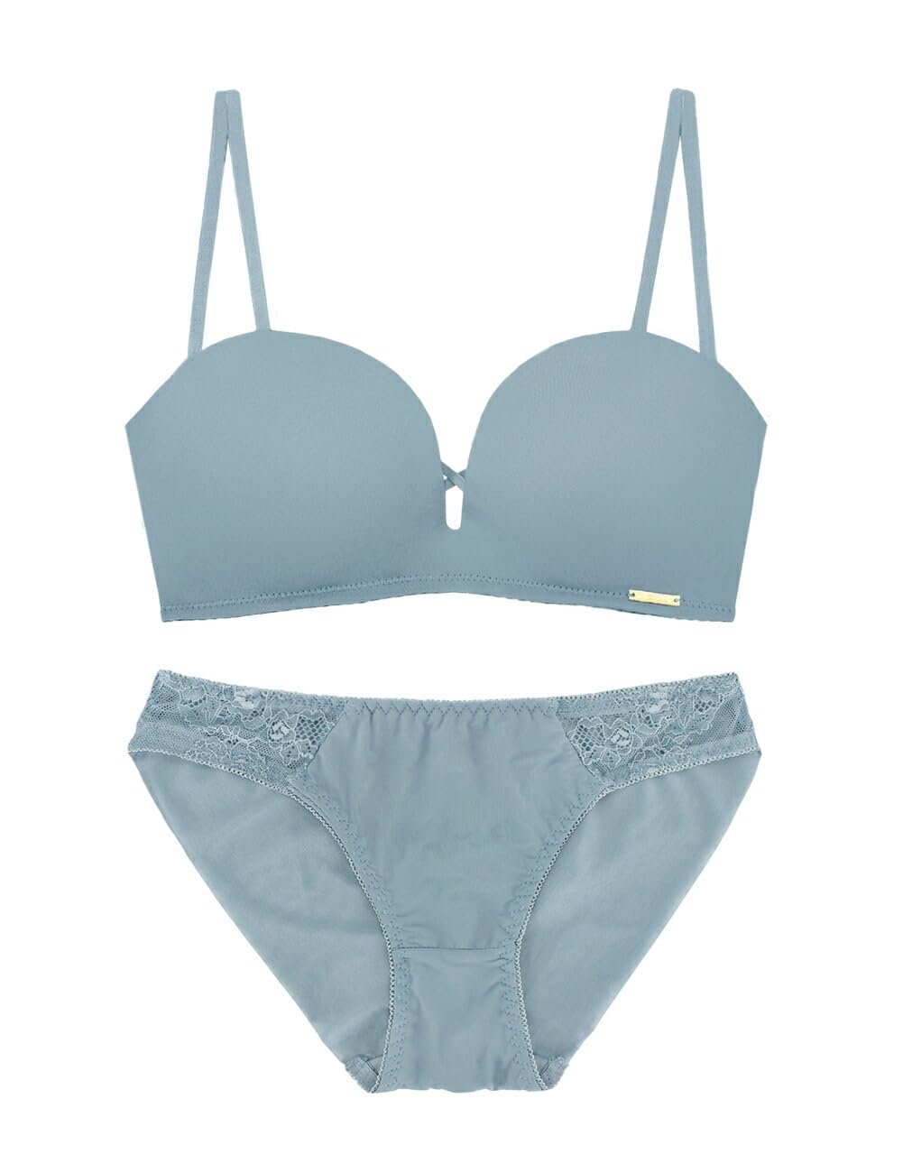 

Two Hatch Bra and Panty Wireless Molded Cup u348fsa Blue Gray Set, Bra, T-Shirt Bra, Non-Slip, Stress-Free, Cleavage-Enhancing, Cute, C80/Panties L,
