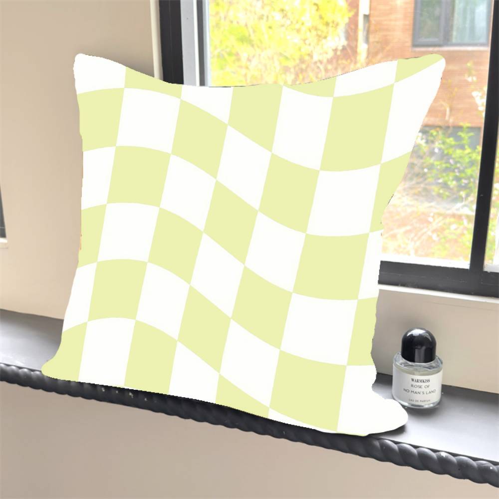 1PC Retro Color Wavy Checkered Pillow Case Square  Bedroom Sofa Leisure Comfort Cushion Car Home Decoration Pillowcase 40x40