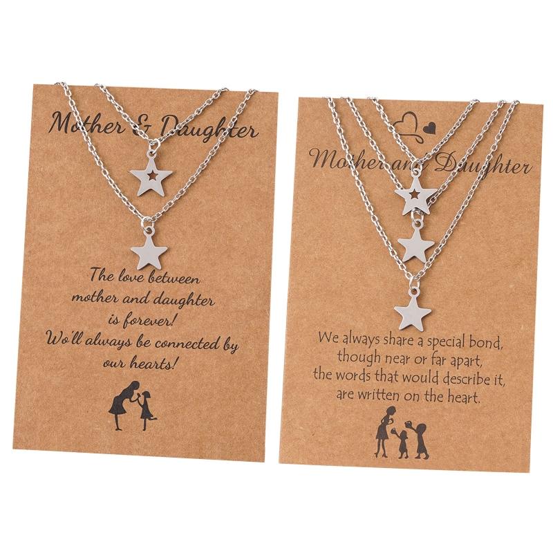 2/3 Pieces Retro Vintage Star Charm Necklace Birthday Gifts Friendship Chain Necklace with Message Card Jewelry Present