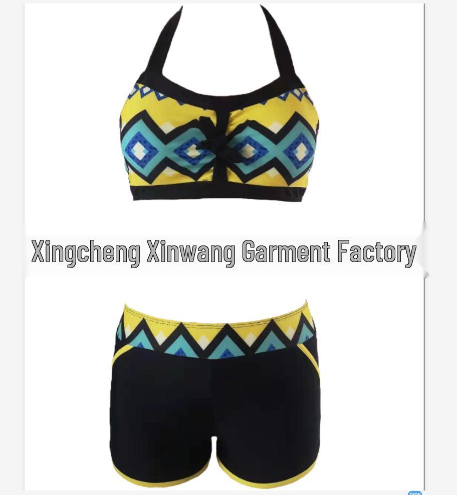 

Геометрическое бикини большого размера - Сексуальный раздельный купальник с высокой талией для женщин Extra Large жёлтый