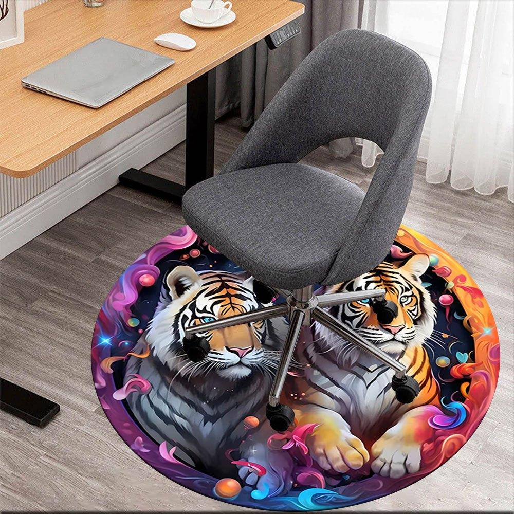 

Colorful Tiger Art Print: Vibrant Wildlife Decor for Your SpaceRound Non-Slip chair mat chair carpet for office Rugs for Office Decor Gift For Valenti 80cm by 80cm