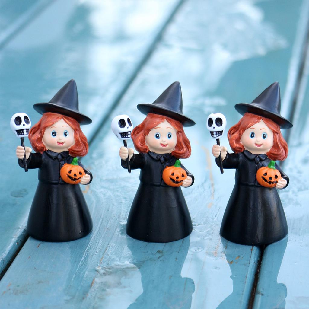 3pcs Witch Statue Halloween Decorations Desktop Home Decor Magic Wizard Figurine Witchcraft Sculpture for Halloween Party