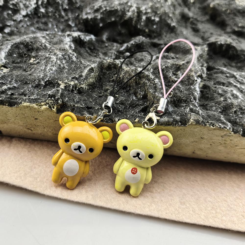 Kawaii Rilakkuma Easy Bear Keychains Lazybear Doll Bag Clothing Puller Phone Rope Keyrings Accessories Pendants Couple Gifts