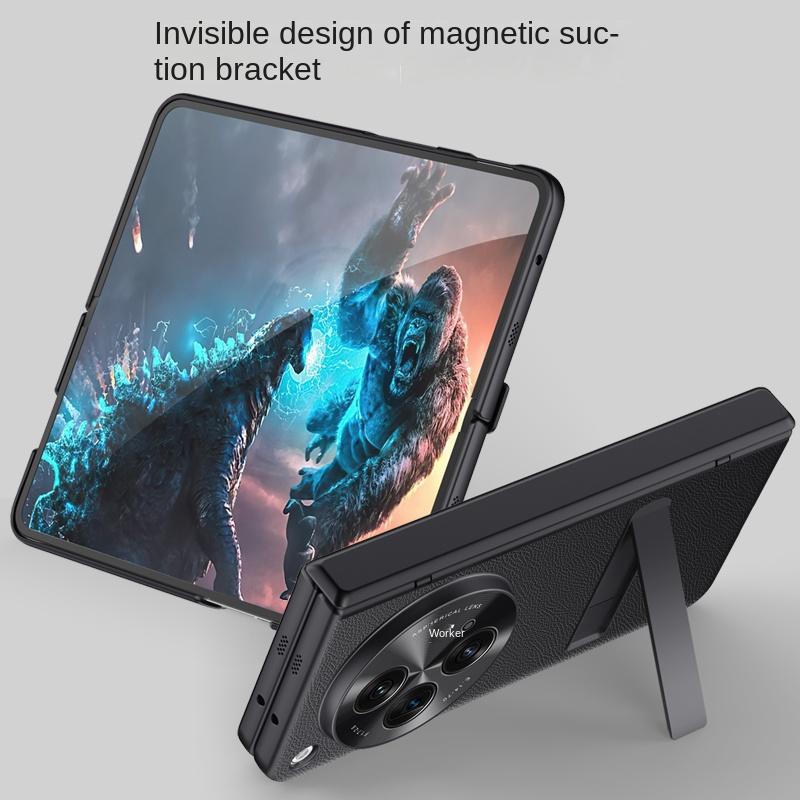 For OPPO Find N3 Case Skin PU Leather with Screen Glass Flim Stand Magnetic Protective Cover For OPPO Find N3 Full Cover Shell